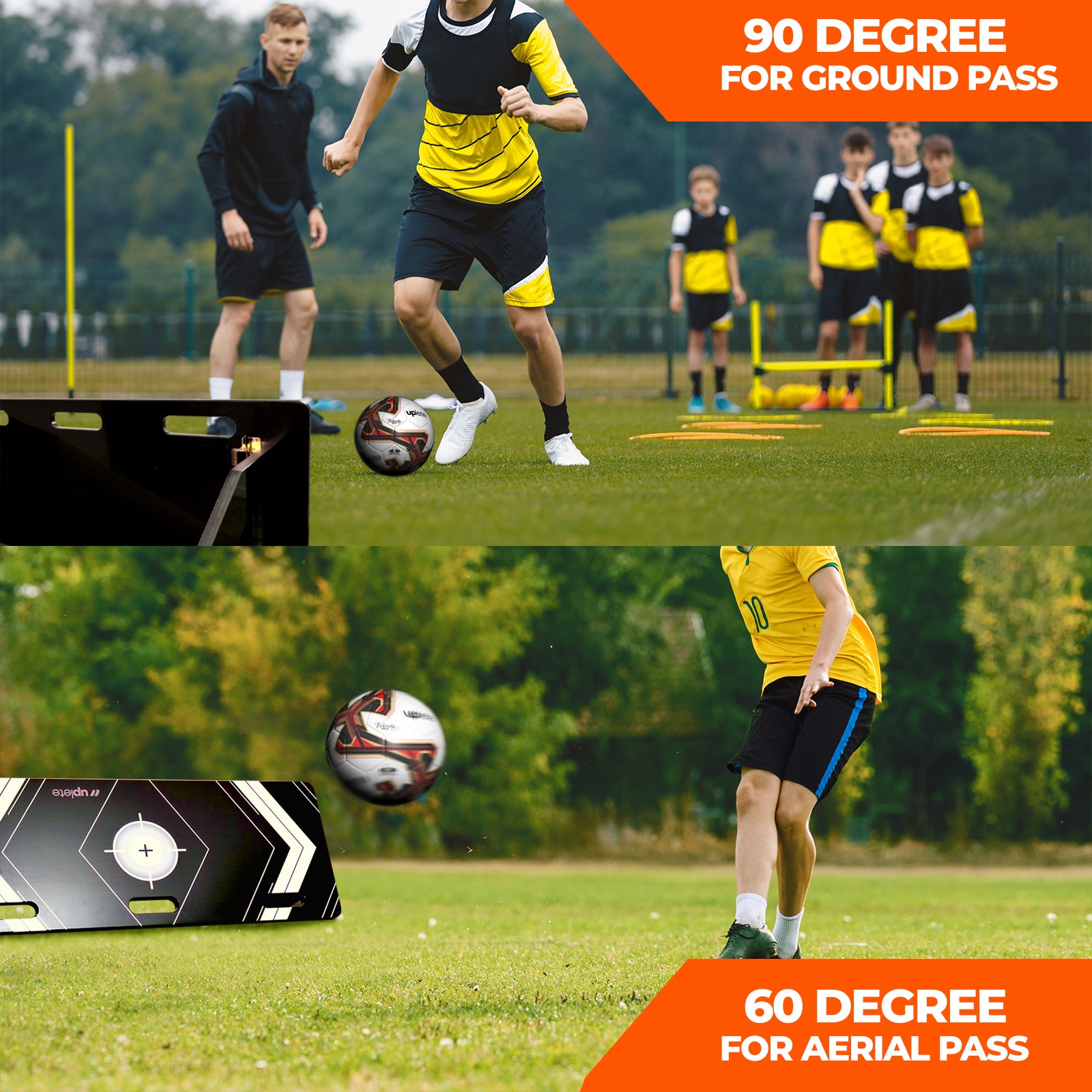 Uplete Portable Soccer Rebounder Board – Dual Angle Training Wall for Passing & Shooting - 32x12-Inch Surface