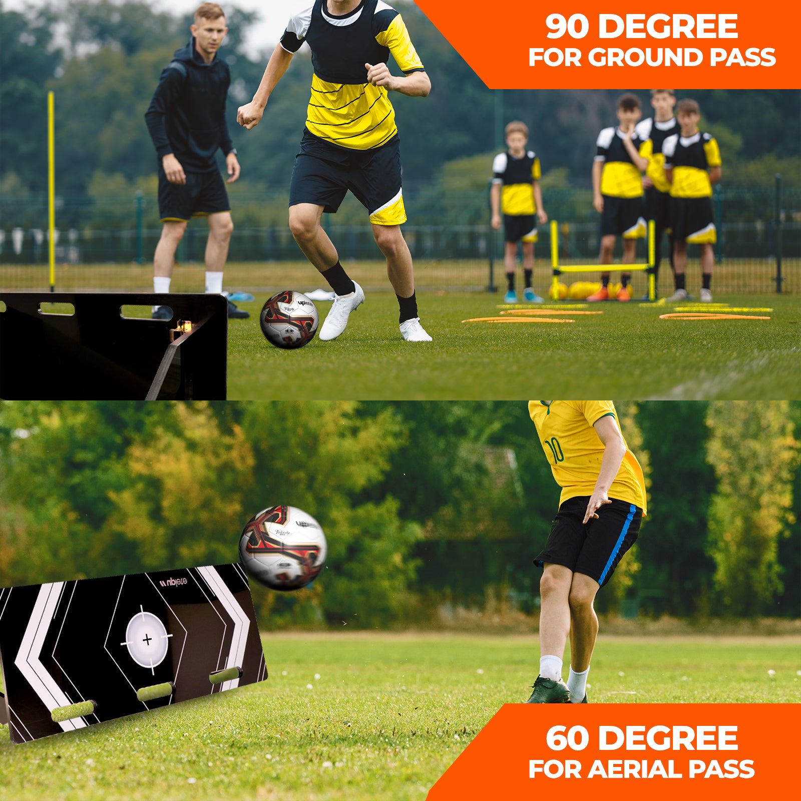 Uplete Portable Soccer Rebounder Board – Dual Angle Training Wall for Passing & Shooting - 40x16-Inch Surface